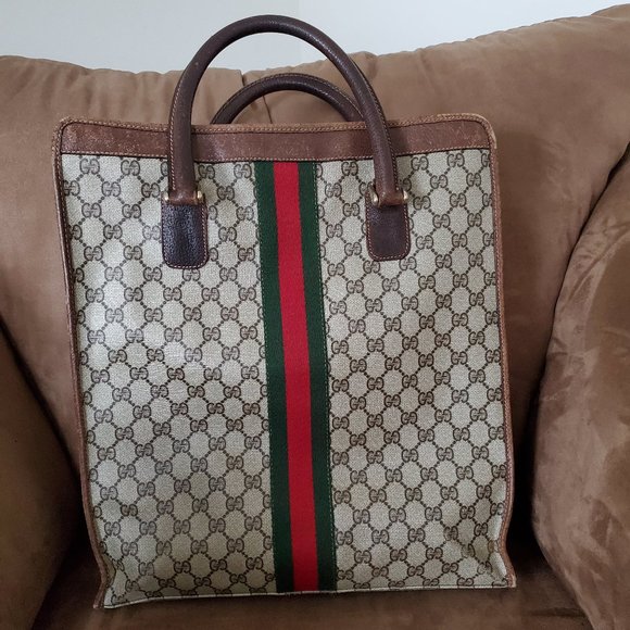 Unisex Vintage Authentic Gucci Tote Handbag - Picture 3 of 14
